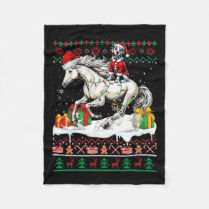 Santa Dalmatian Riding Horse Christmas Sweater Lov Fleece Blanket