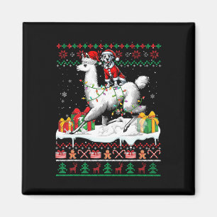 Santa Dalmatian Riding Llama Christmas Sweater Lov Magnet