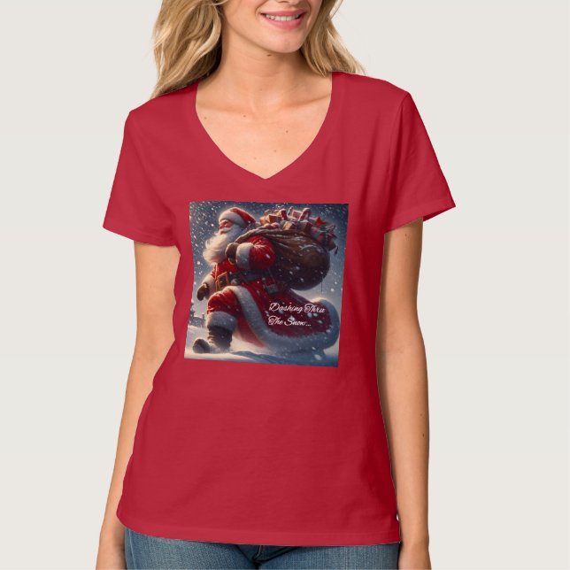 Santa Dashing Thru The Snow T-Shirt (Front)