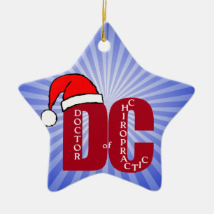 Santa DC Doctor of Chiropractic Christmas Logo Ceramic Tree Decoration