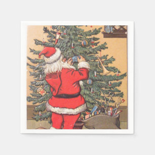Santa Decorating Christmas Tree Napkin