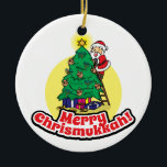 Santa decorating tree for Chrismukkah Ceramic Tree Decoration<br><div class="desc">Celebrate Chrismukkah this year with this fun santa decorating the Christmas tree with dreidels.</div>