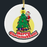 Santa decorating tree for Chrismukkah Ceramic Tree Decoration<br><div class="desc">Celebrate Chrismukkah this year with this fun santa decorating the Christmas tree with dreidels.</div>