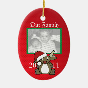 Santa Deer Photo Ceramic Tree Decoration