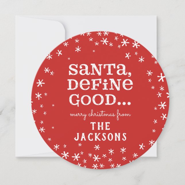 Santa, define good photo Christmas Holiday Card (Front)