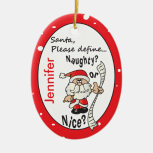 Santa Define Naughty or Nice Ceramic Tree Decoration