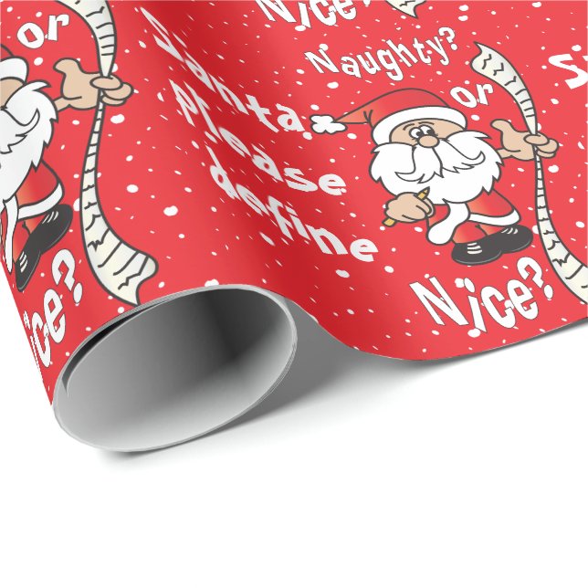 Santa Define Naughty or Nice | Christmas Wrapping Paper (Roll Corner)