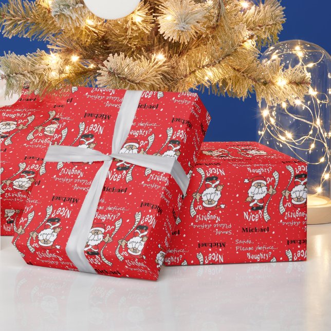 Santa Define Naughty or Nice | Personalise Wrapping Paper (Holidays)