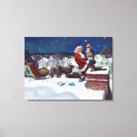 Santa delivering armload of books by Wyeth