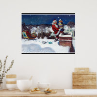 Santa delivering armload of books by Wyeth