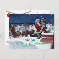 Santa delivering armload of books