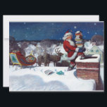 Santa Delivering Books at Christmas, Card<br><div class="desc">Santa delivering books at Christmas,  famous illustration by American artist,  N.C. Wyeth.</div>