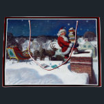 Santa Delivering Books at Christmas, Large Gift Bag<br><div class="desc">Santa delivering books at Christmas,  famous illustration by N.C. Wyeth.</div>