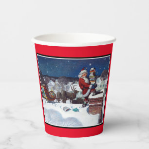 Santa Delivering Books at Christmas, Paper Cups