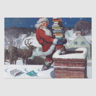 Santa Delivering Books at Christmas, Tissue Paper