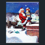Santa Delivering Books Christmas Eve Photo Print<br><div class="desc">Santa delivering books on Christmas Eve,  popular vintage painting by N.C. Wyeth</div>