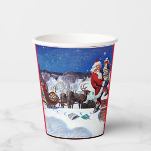 Santa Delivering Books Paper Cups