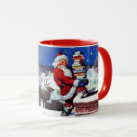 Santa Delivering Christmas Books Mug<br><div class="desc">Santa with an armload of Christmas books,  vintage illustration</div>