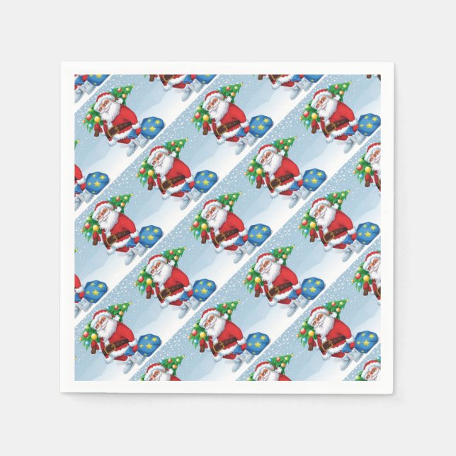 Santa Delivering Christmas Pattern Napkin (Front)