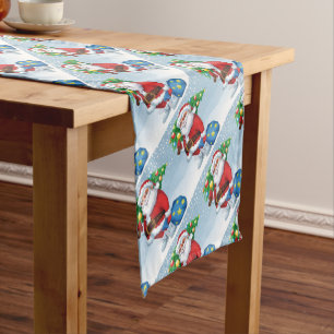 Santa Delivering Christmas Pattern Short Table Runner