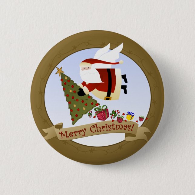 Santa Delivers 6 Cm Round Badge (Front)
