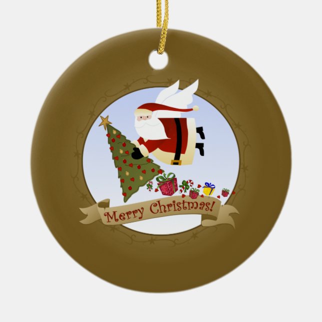 Santa Delivers | Christmas Ornament (Front)