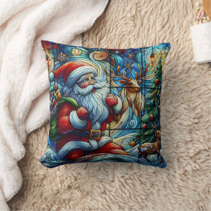 Santa delivers joy on a snowy night cushion