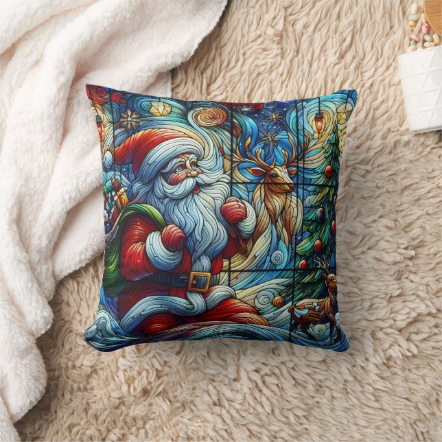 Santa delivers joy on a snowy night cushion (Blanket)