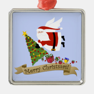 Santa Delivers Metal Tree Decoration
