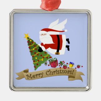 Santa Delivers Metal Tree Decoration