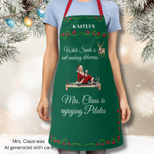 *Santa Delivers Mrs. Claus Enjoys Pilates Name  Apron