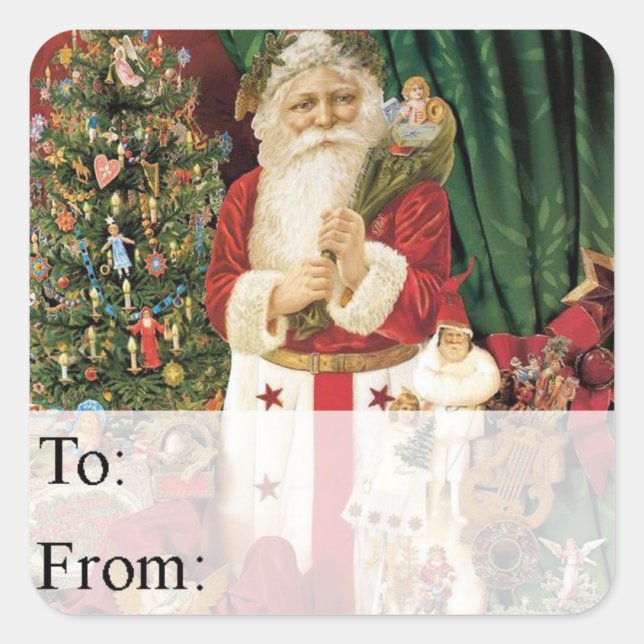 Santa Delivers Vintage Christmas Gift Tag (Front)