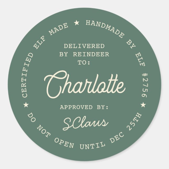 Santa Delivery Sticker | Christmas Elf Label Seal (Front)