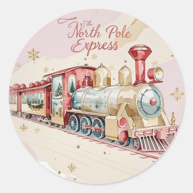 Santa Delivery Sticker | Pastel Pink & Gold Stars (Front)