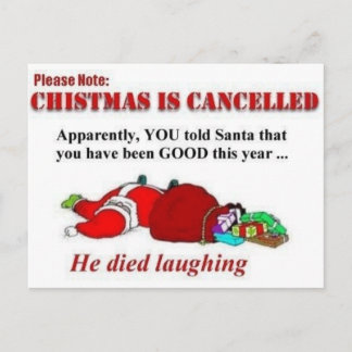 Santa died laughing holiday postcard