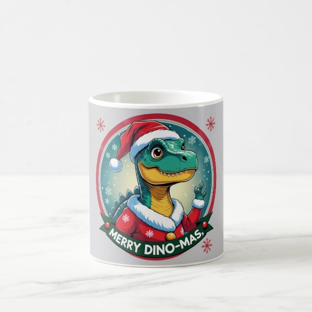 Santa Dinosaur Christmas Funny “Merry Dino-Mas”  Coffee Mug (Center)