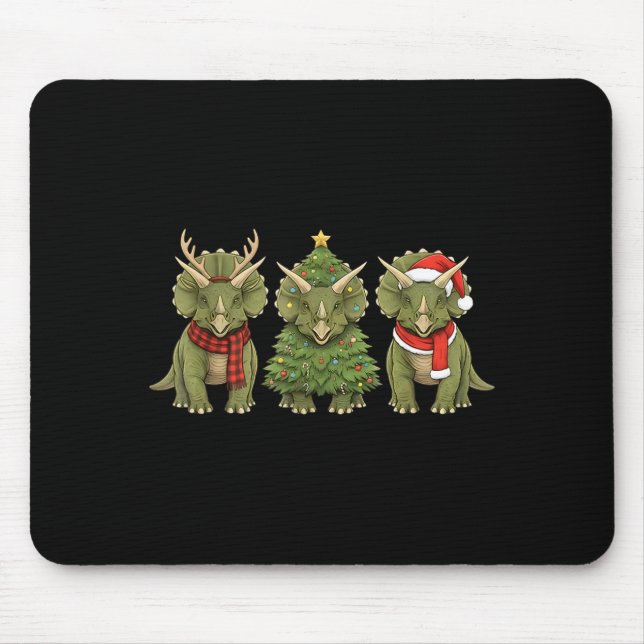 Santa Dinosaur Christmas Tree Triceratops Lover Xm Mouse Mat (Front)