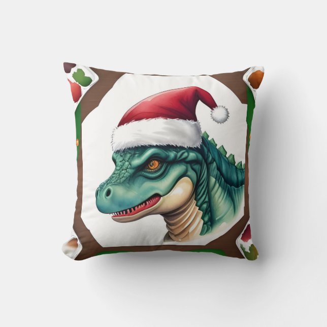 Santa Dinosaur  Cushion (Front)