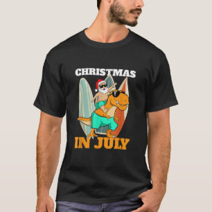 Santa Dinosaur Mid Year Xmas Party Beach Christmas T-Shirt
