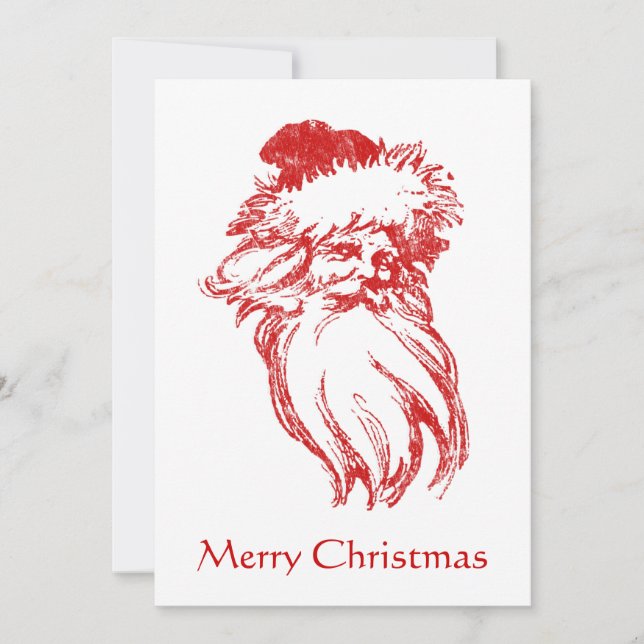 Santa Distressed Faux Letterpress Style Groupon Holiday Card (Front)