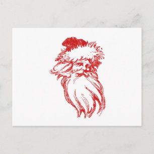 Santa Distressed Faux Letterpress Style Holiday Postcard
