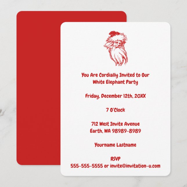 Santa Distressed Faux Letterpress Style Invitation (Front/Back)