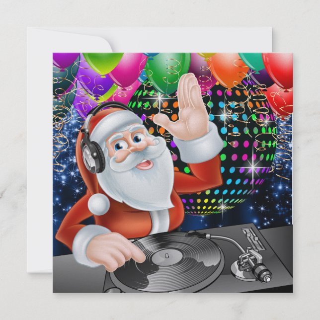 Santa DJ Disco Christmas / New Year Invitation (Front)