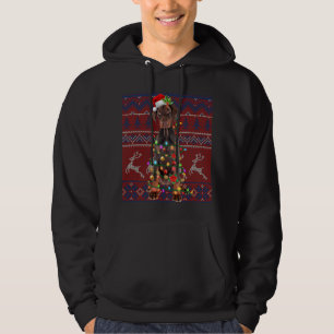 Santa Doberman Christmas Tree Lights Ugly Sweater