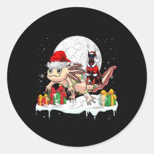 Santa Dobermann Riding Axolotl Christmas Owner Kid Classic Round Sticker
