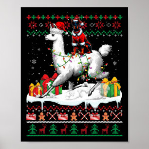 Santa Dobermann Riding Llama Christmas Sweater Lov Poster