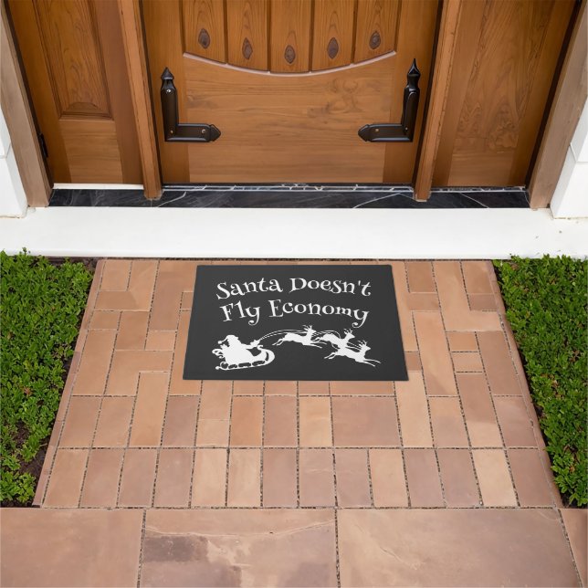 Santa Doesn't Fly Economy Funny Christmas Gift Doormat (Outdoor)
