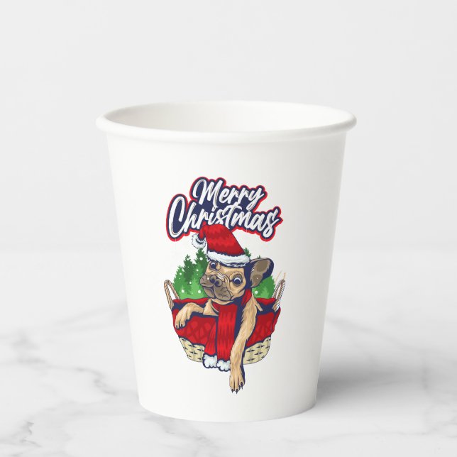 Santa Dog Christmas Puppy Santa Paws Merry Dogmas  Paper Cups (Front)