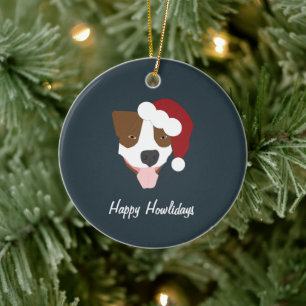 Santa Dog - Customisable Ceramic Tree Decoration