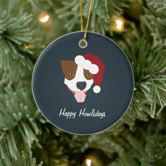 Santa Dog - Customisable Ceramic Tree Decoration (Tree)